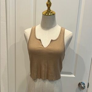 Topshop Tan Ribbed Tank Top